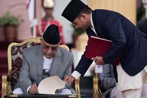 kp oli takes oath as nepal’s pm for fourth time