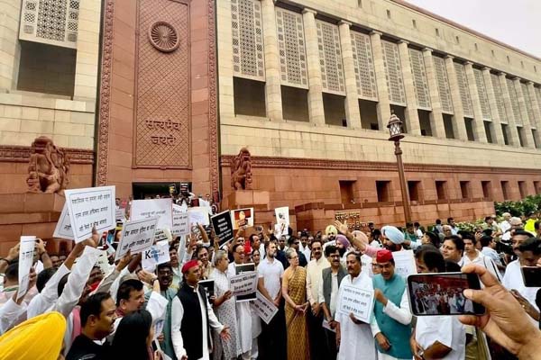 opposition india bloc mps walkout of rajya sabha- stages protest over budget