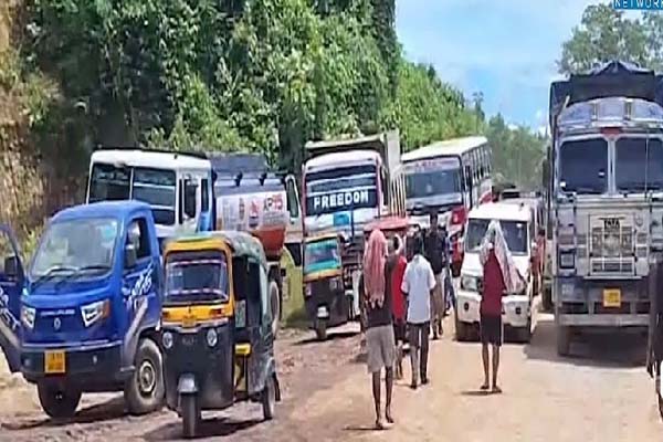tripura people of six villages blocked nh 8 demanding road renovation