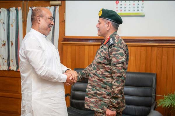 centre is trying to restore peace in the state manipur cm on visit of army-chief