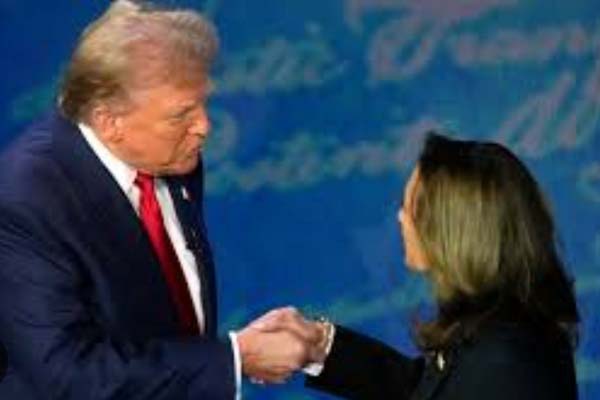 kamala harris - donald trump joined hands after debate