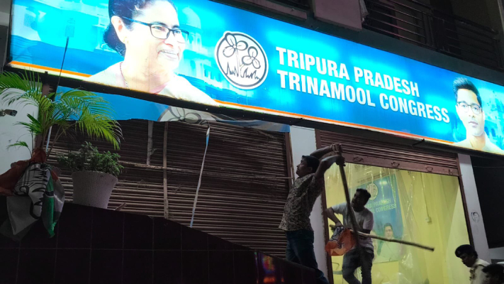 tripura tmc office attacked amid bengal political tensions