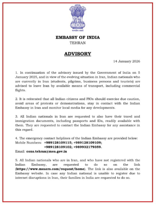 india urges citizens to leave iran amid violent protests