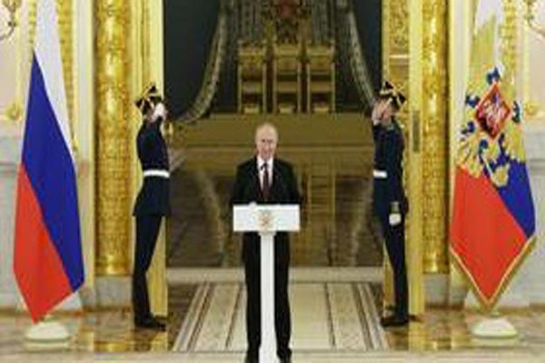vladimir putin takes oath as  president of russia for fifth term